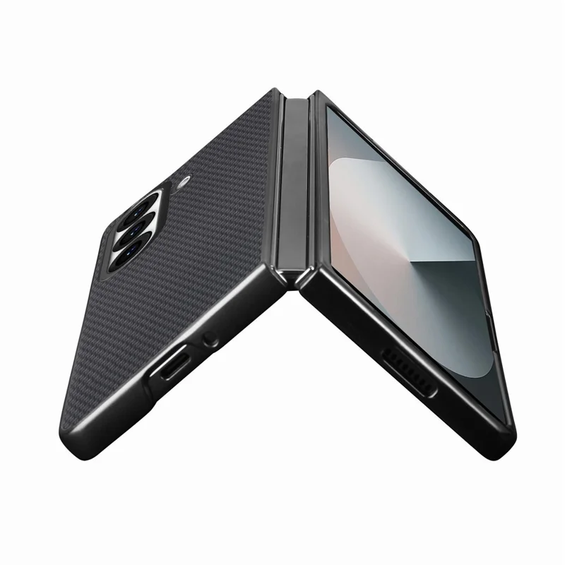 For Samsung Galaxy Z Fold8 Ultra Case Carbon Fiber Texture Leather + PC Anti-Scratch Protective Cover - Black