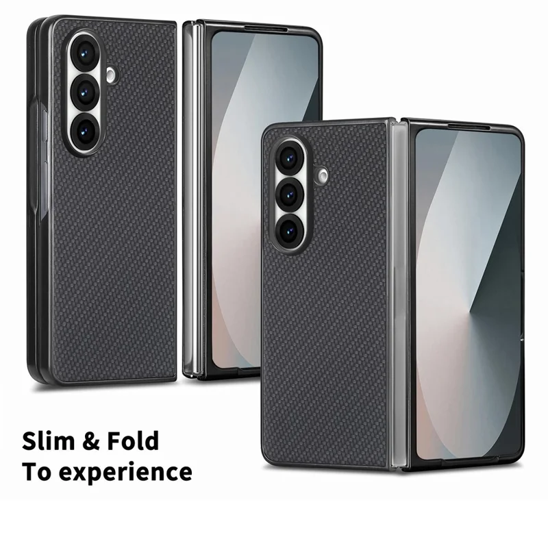 For Samsung Galaxy Z Fold8 Ultra Case Carbon Fiber Texture Leather + PC Anti-Scratch Protective Cover - Black