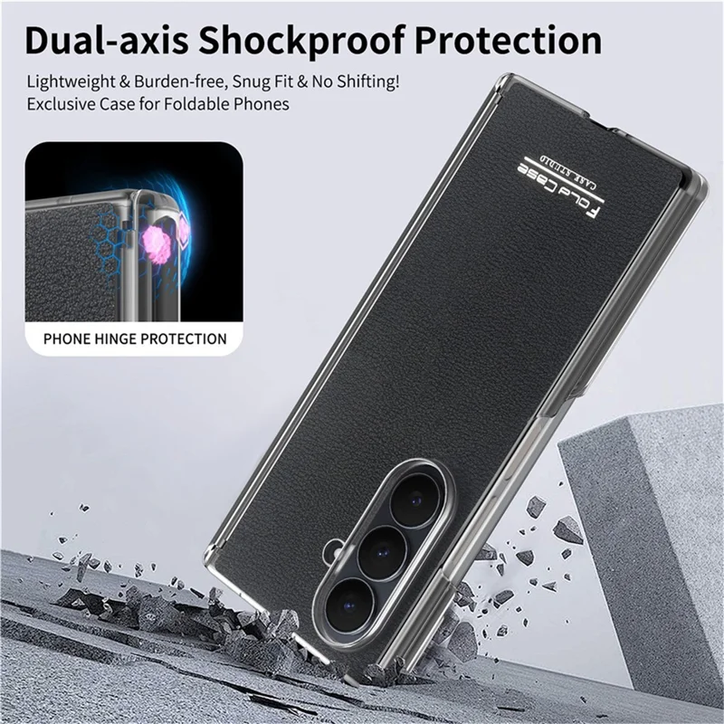 For Samsung Galaxy Z Fold8 Ultra Case Magnetic Center Pivot Litchi Texture Leather Protective Back Cover - Black