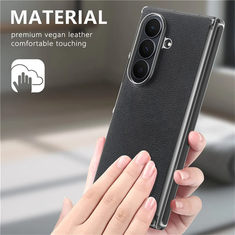For Samsung Galaxy Z Fold8 Ultra Case Magnetic Center Pivot Litchi Texture Leather Protective Back Cover - Black
