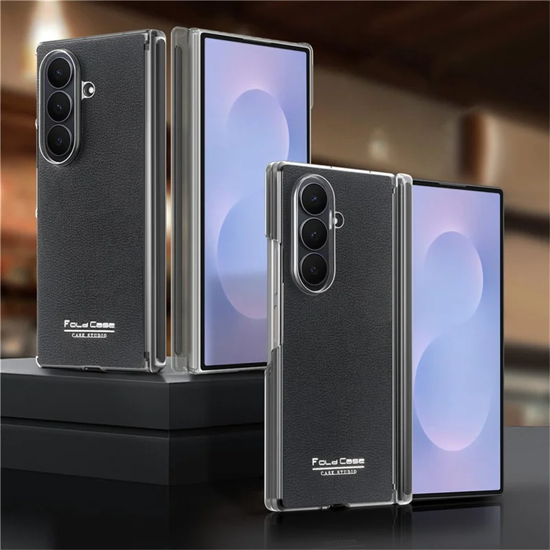 For Samsung Galaxy Z Fold8 Ultra Case Magnetic Center Pivot Litchi Texture Leather Protective Back Cover - Black