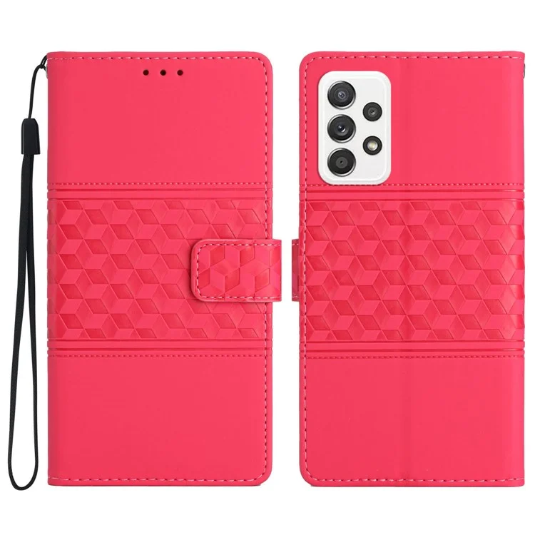 For Samsung Galaxy A33 5G Phone Case Wallet Skin-touch Feeling Leather Retro Imprinted Pattern Stand Phone Shell - Rose