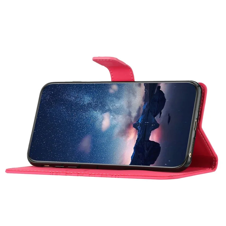 For Samsung Galaxy A33 5G Phone Case Wallet Skin-touch Feeling Leather Retro Imprinted Pattern Stand Phone Shell - Rose