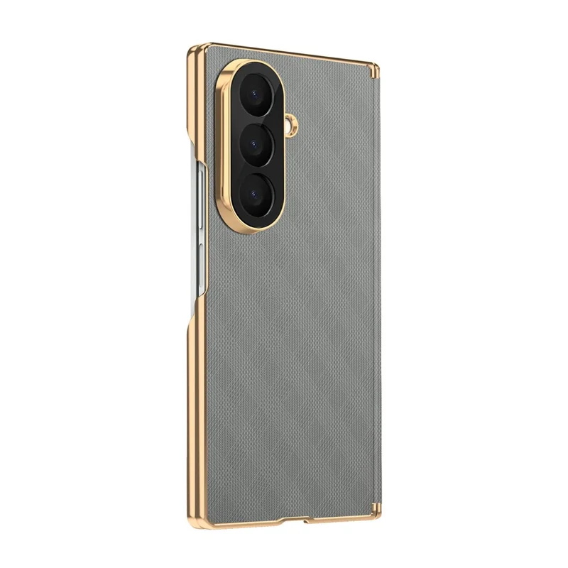 For Samsung Galaxy Z Fold8 Ultra Magnetic Case Dual-Axis Hinge Protection Grid Pattern Leather + PC Phone Back Cover - Grey