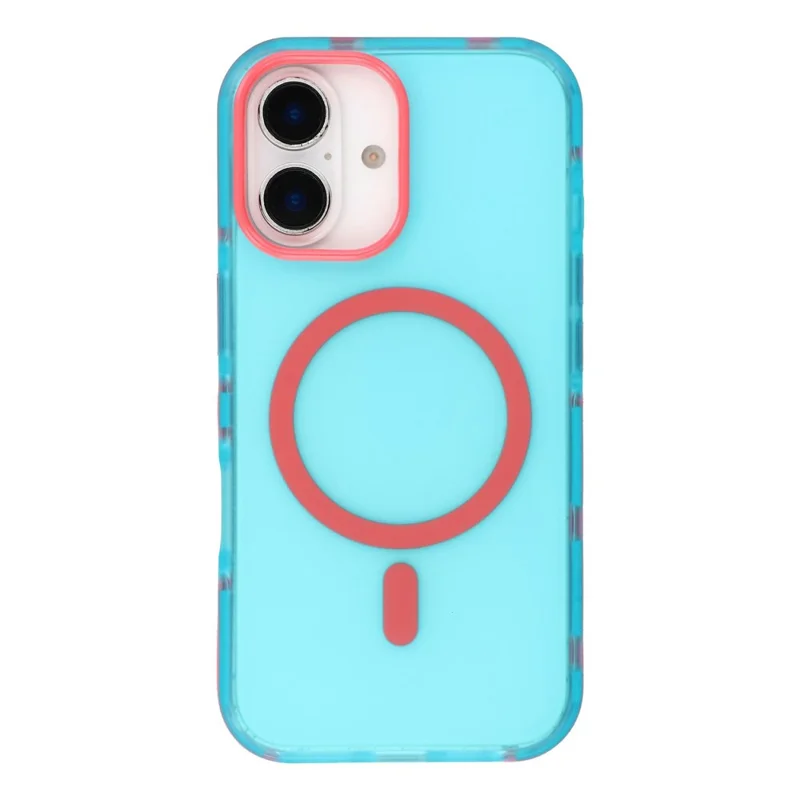 For iPhone 17 Magnetic Case PC + TPU Dual-Layer Shockproof Anti-Slip Phone Cover with Metal Buttons - Blue