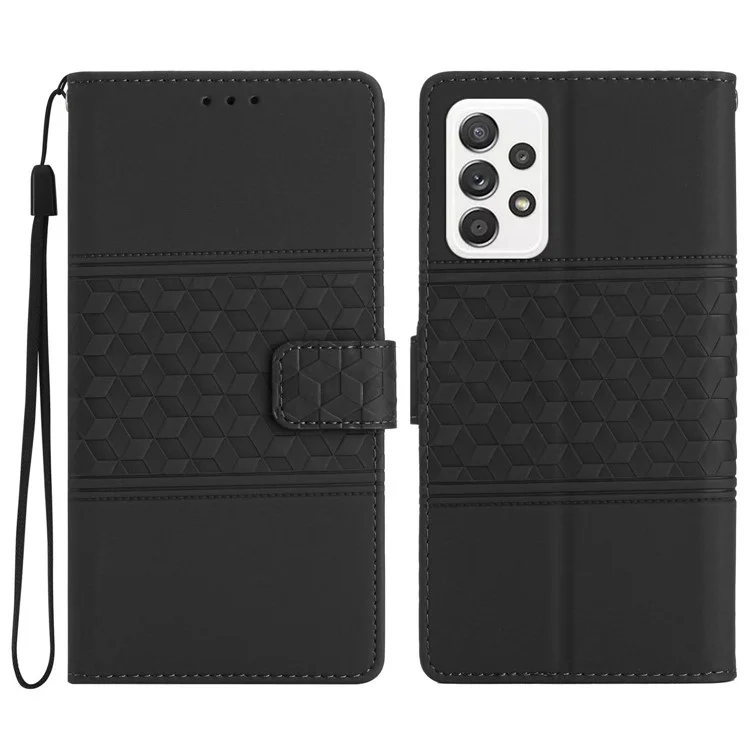 Retro Phone Case for Samsung Galaxy A73 5G, Imprinted Pattern Stand Wallet Skin-touch Feeling Leather Phone Cover - Black