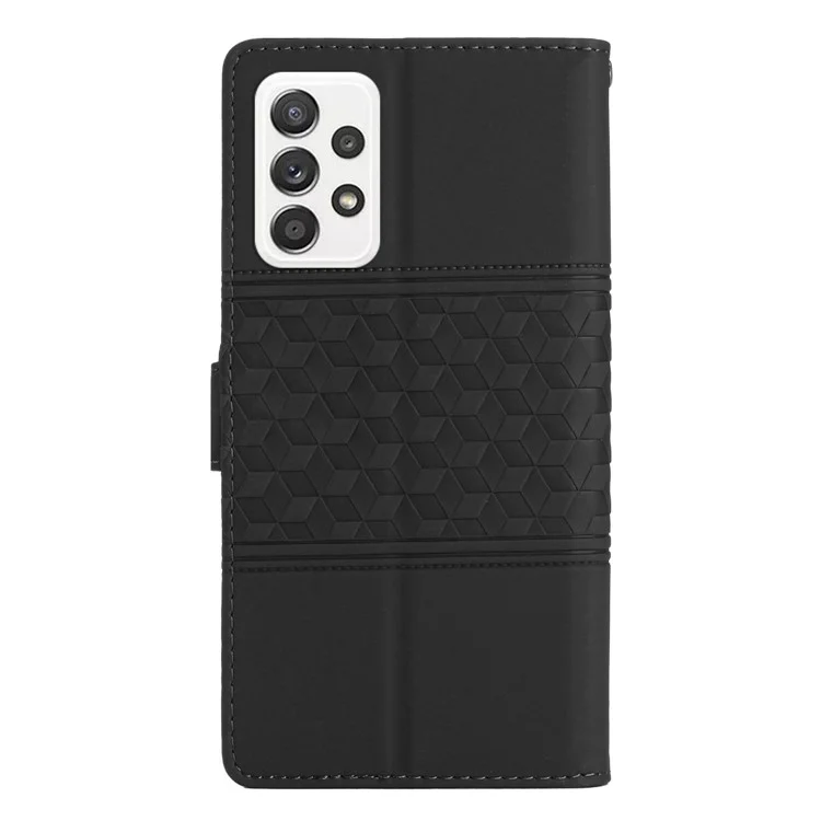 Retro Phone Case for Samsung Galaxy A73 5G, Imprinted Pattern Stand Wallet Skin-touch Feeling Leather Phone Cover - Black