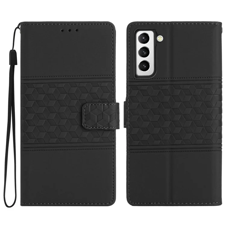 Skin-touch Feeling Cover for Samsung Galaxy S22+ 5G, Wallet Retro Imprinted Pattern Stand Leather Phone Case Shell - Black