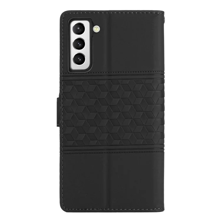 Skin-touch Feeling Cover for Samsung Galaxy S22+ 5G, Wallet Retro Imprinted Pattern Stand Leather Phone Case Shell - Black
