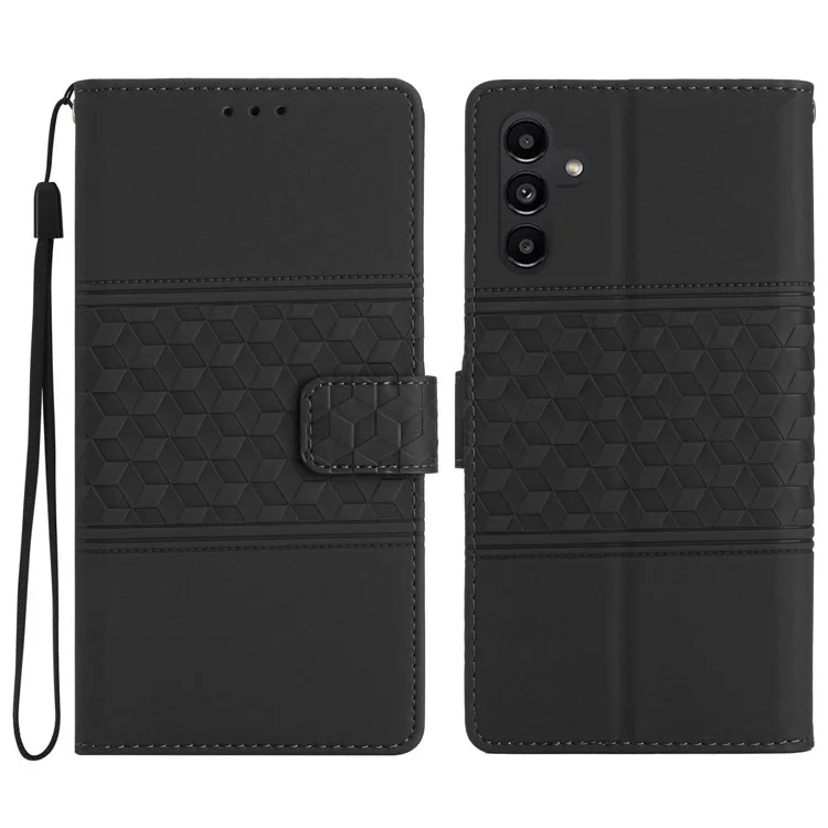 Skin-touch Feeling Phone Case for Samsung Galaxy A14 5G, Wallet Retro Imprinted Pattern Stand Leather Phone Cover - Black