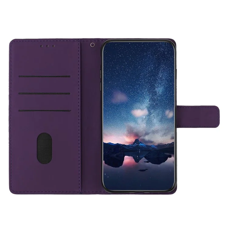 Skin-touch Feeling Phone Case for Samsung Galaxy A14 5G, Wallet Retro Imprinted Pattern Stand Leather Phone Cover - Purple