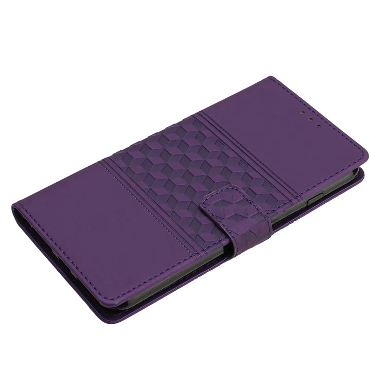 Skin-touch Feeling Phone Case for Samsung Galaxy A14 5G, Wallet Retro Imprinted Pattern Stand Leather Phone Cover - Purple