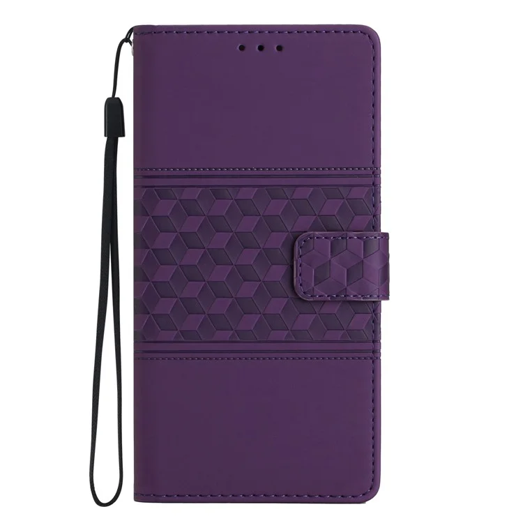 Skin-touch Feeling Phone Case for Samsung Galaxy A14 5G, Wallet Retro Imprinted Pattern Stand Leather Phone Cover - Purple