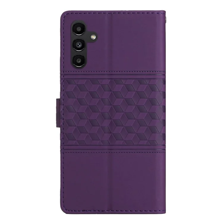 Skin-touch Feeling Phone Case for Samsung Galaxy A14 5G, Wallet Retro Imprinted Pattern Stand Leather Phone Cover - Purple