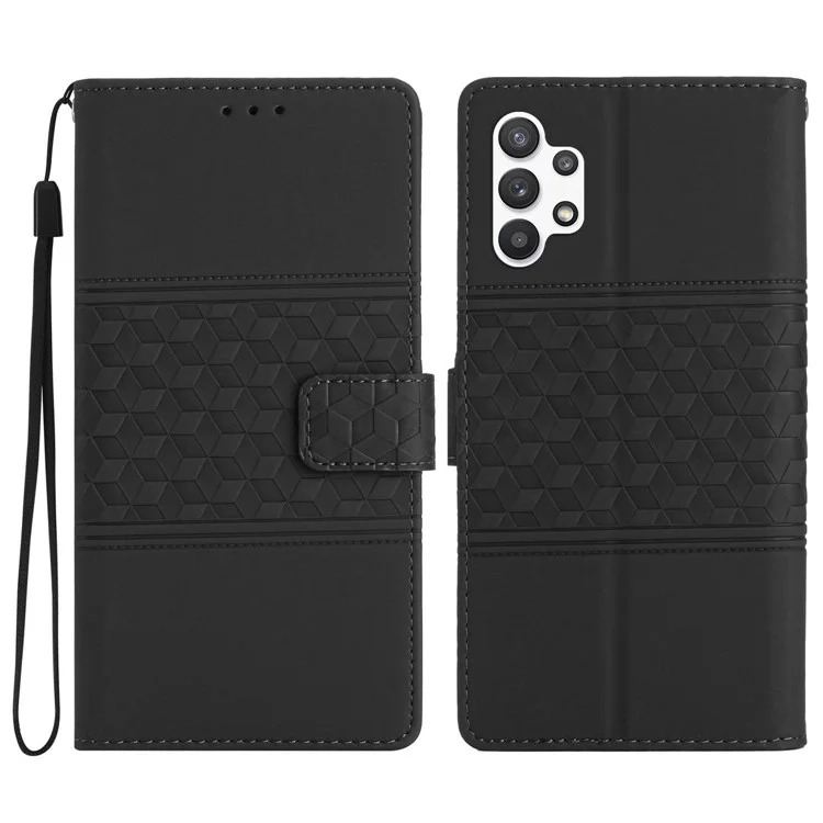For Samsung Galaxy A13 4G Skin-touch Feeling Stand Phone Case Cover Wallet Retro Imprinted Pattern PU Leather Shell - Black