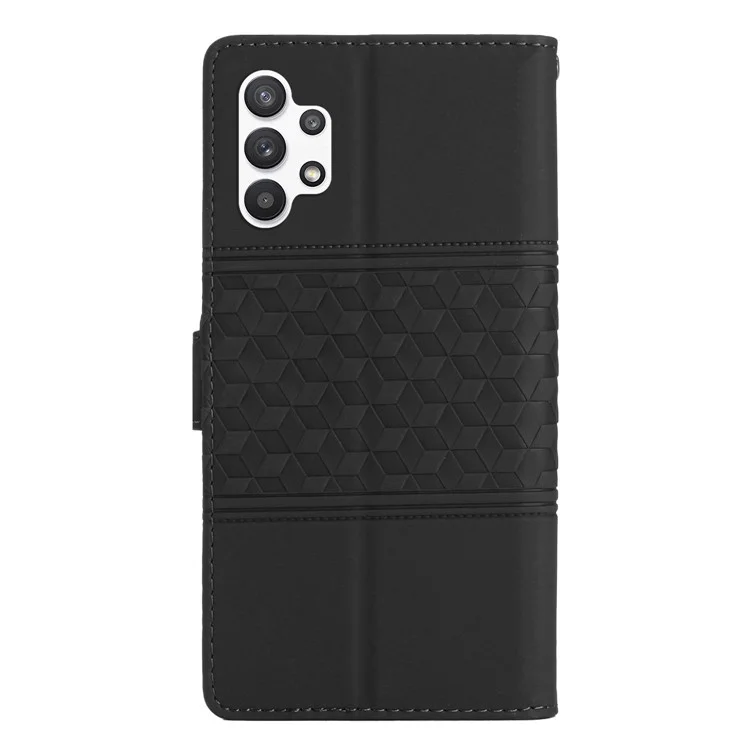 For Samsung Galaxy A13 4G Skin-touch Feeling Stand Phone Case Cover Wallet Retro Imprinted Pattern PU Leather Shell - Black