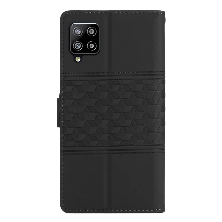 Para Samsung Galaxy A22 4G (versión de la Ue) Anti-dinger-pint-touch Feeling Cover Willet Retro Impresión Patrón Impreso de Cuero Concha de Cuero - Negro