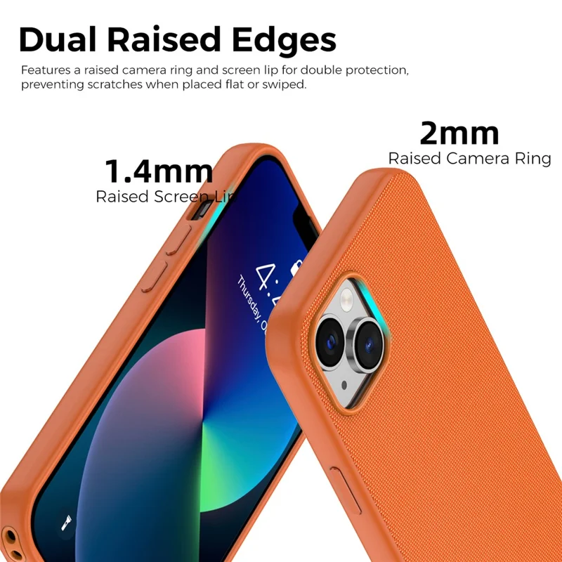 For iPhone 13  /  14 Magnetic Case Tech Fabric Coated TPU + PC Anti-Drop Phone Cover - Orange