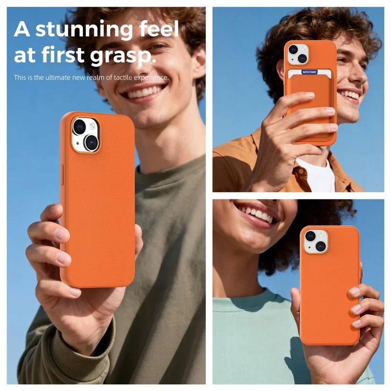 For iPhone 13  /  14 Magnetic Case Tech Fabric Coated TPU + PC Anti-Drop Phone Cover - Orange