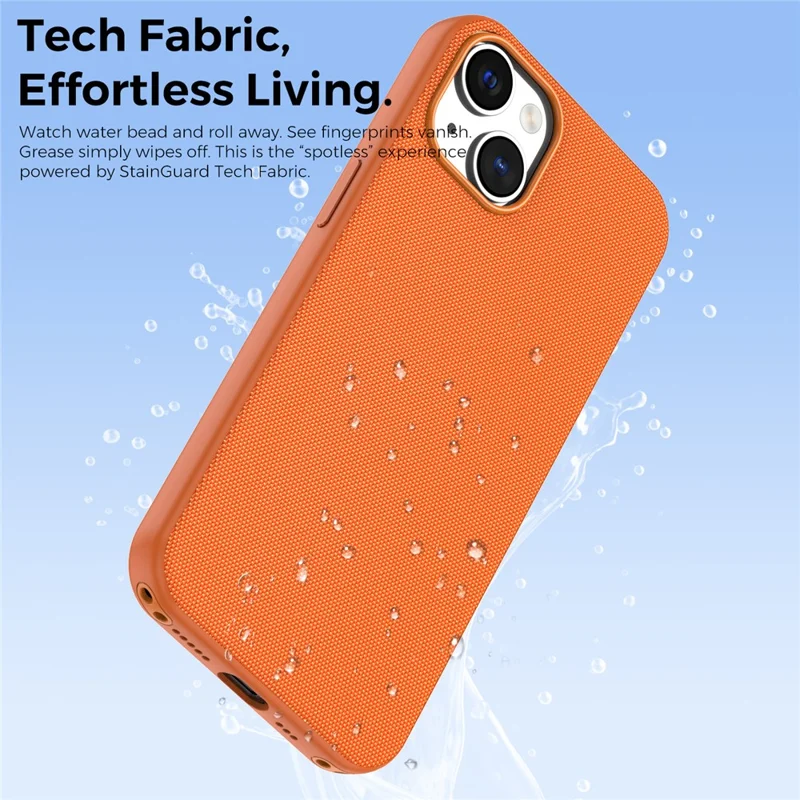 For iPhone 13  /  14 Magnetic Case Tech Fabric Coated TPU + PC Anti-Drop Phone Cover - Orange