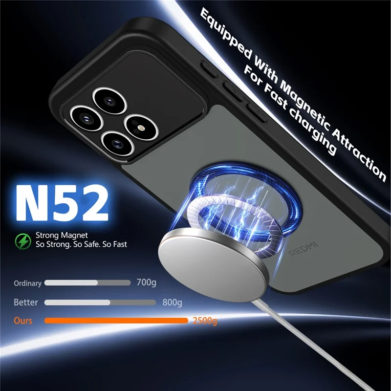 Obudowa na Xiaomi Redmi K90 5G / Poco F8 Pro 5G z obracającym się magnetycznym podstawką, matowa przeciwwłamaniowa obudowa PC + TPU z matowym efektem - Czarny