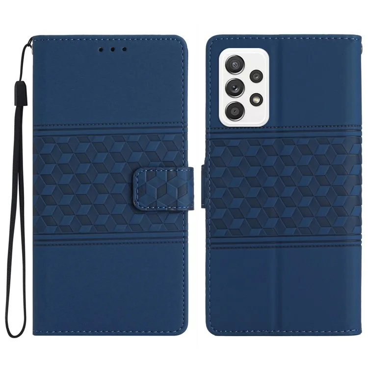 Capa de Telefone Celular para Samsung Galaxy A52 5G / A52 4G / A52s 5G Carteira com suporte de tela de toque Pele Retro de Padrão Impresso Proteção Completa Capa de Telefone - Azul
