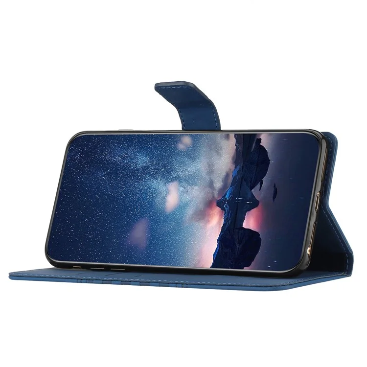 Capa de Telefone Celular para Samsung Galaxy A52 5G / A52 4G / A52s 5G Carteira com suporte de tela de toque Pele Retro de Padrão Impresso Proteção Completa Capa de Telefone - Azul