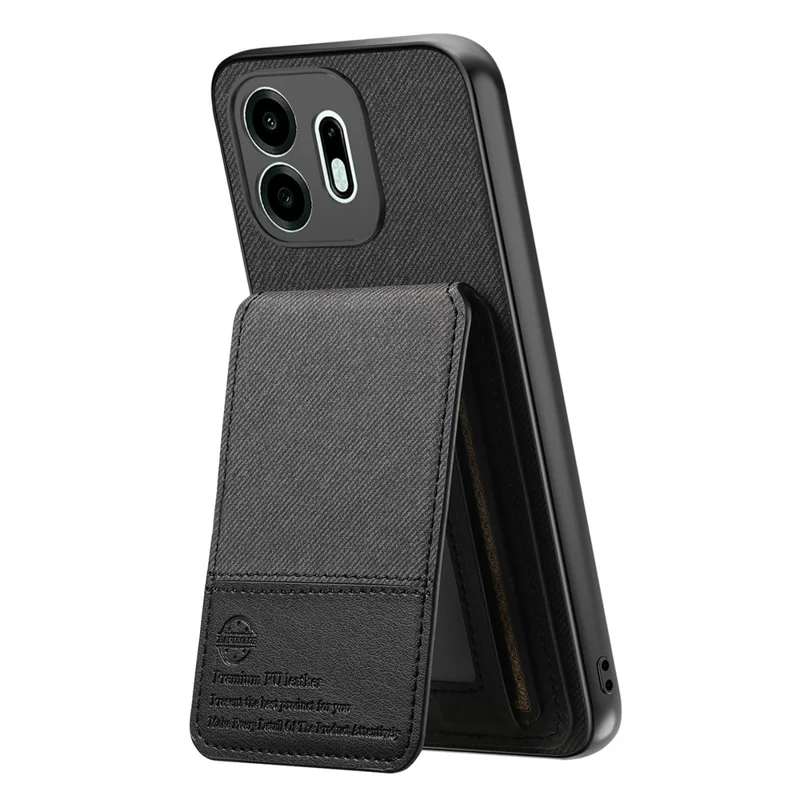 Til OnePlus N6 4G Etui med stoftekstur, lær + PC + TPU dæksel med RFID-blokerende kortlomme - Sort