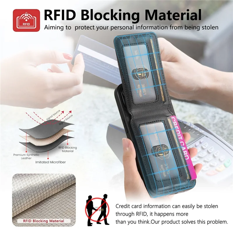 Til OnePlus N6 4G Etui med stoftekstur, lær + PC + TPU dæksel med RFID-blokerende kortlomme - Sort