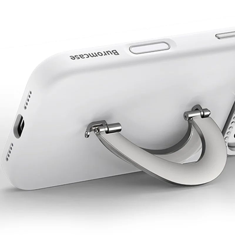 Coque pour iPhone 16 Pro Max avec support rabattable en forme de cœur, revêtement extérieur en silicone liquide et coque intérieure en PC - Blanc