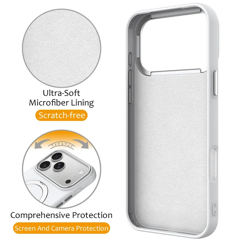 For iPhone 18 Pro Max  /  17 Pro Max Magnetic Case Rotating Ring Kickstand TPU + PC Back Cover - White