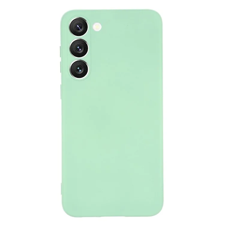 For Samsung Galaxy S23+ Phone Case, Liquid Silicone + Soft Lining Anti-drop Protective Back Cover with Strap - Green