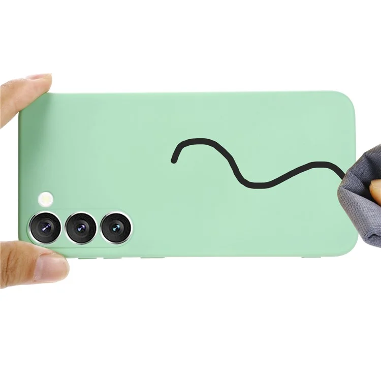 For Samsung Galaxy S23+ Phone Case, Liquid Silicone + Soft Lining Anti-drop Protective Back Cover with Strap - Green