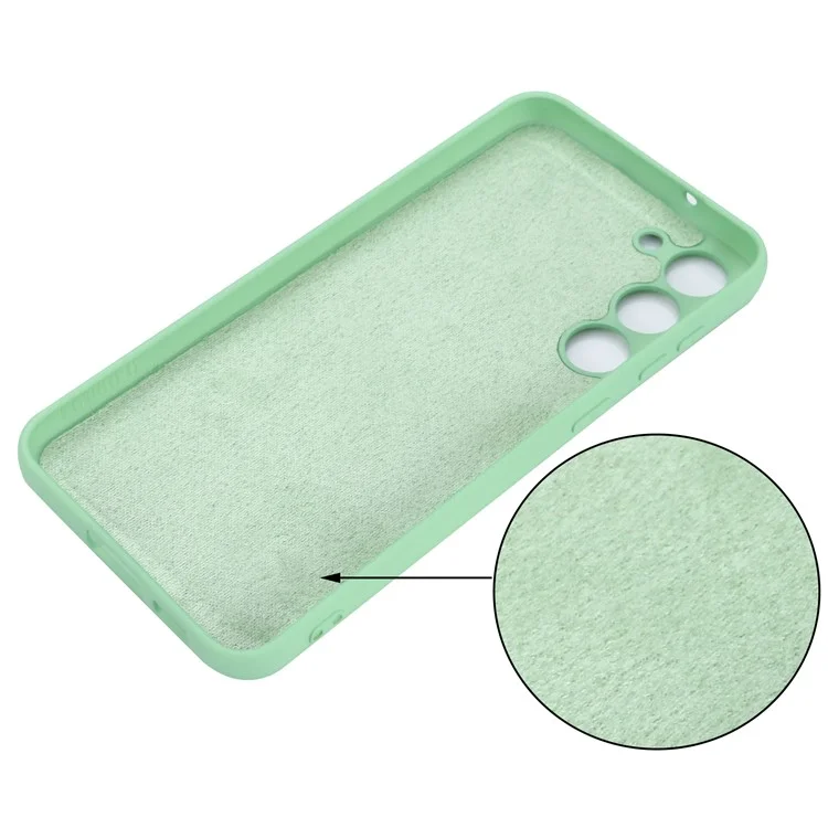 For Samsung Galaxy S23+ Phone Case, Liquid Silicone + Soft Lining Anti-drop Protective Back Cover with Strap - Green