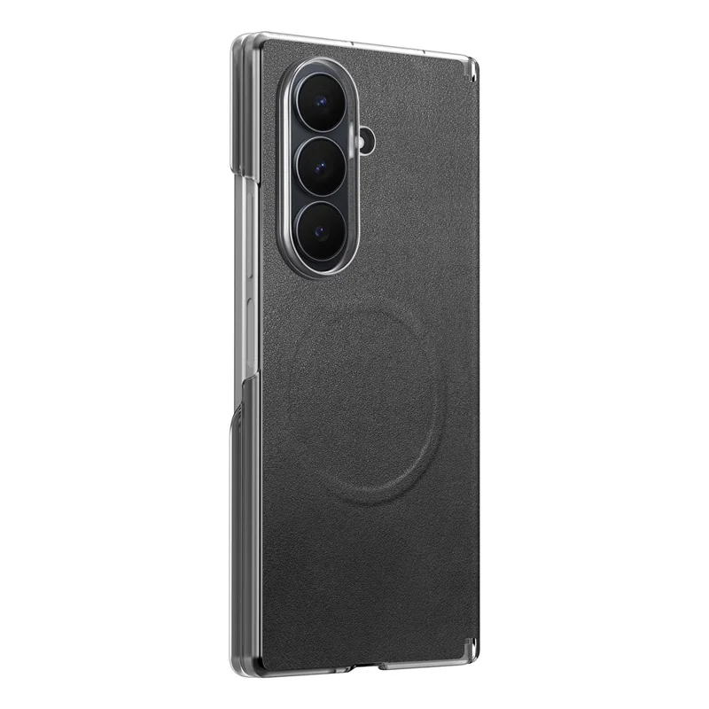 For Samsung Galaxy Z Fold8 Ultra Magnetic Case Dual-Axis Hinge Protection Leather + PC Shockproof Foldable Phone Cover - Black