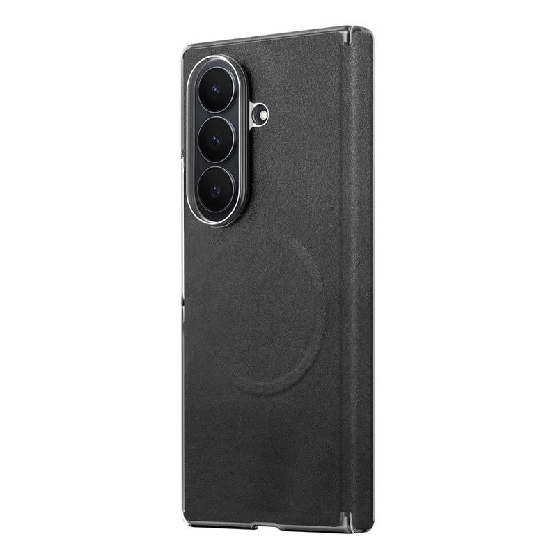 For Samsung Galaxy Z Fold8 Ultra Magnetic Case Dual-Axis Hinge Protection Leather + PC Shockproof Foldable Phone Cover - Black