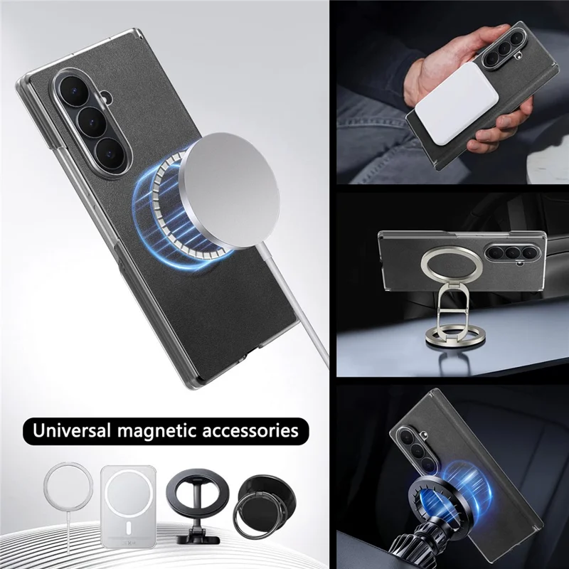 For Samsung Galaxy Z Fold8 Ultra Magnetic Case Dual-Axis Hinge Protection Leather + PC Shockproof Foldable Phone Cover - Black