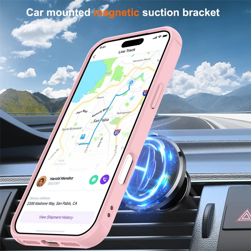 For iPhone 18 Pro Max  /  17 Pro Max Magnetic Case Ring Holder Kickstand TPU + PC Phone Cover - Pink