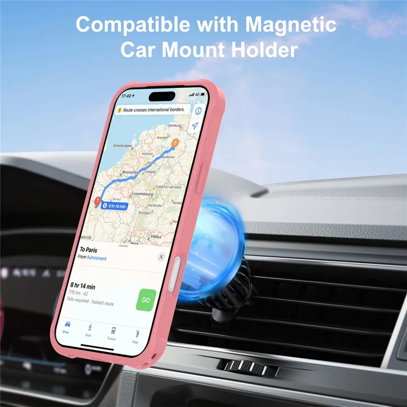 For iPhone 18 Pro Max  /  17 Pro Max Magnetic Case Kickstand TPU + PC Shockproof Phone Back Cover - Pink
