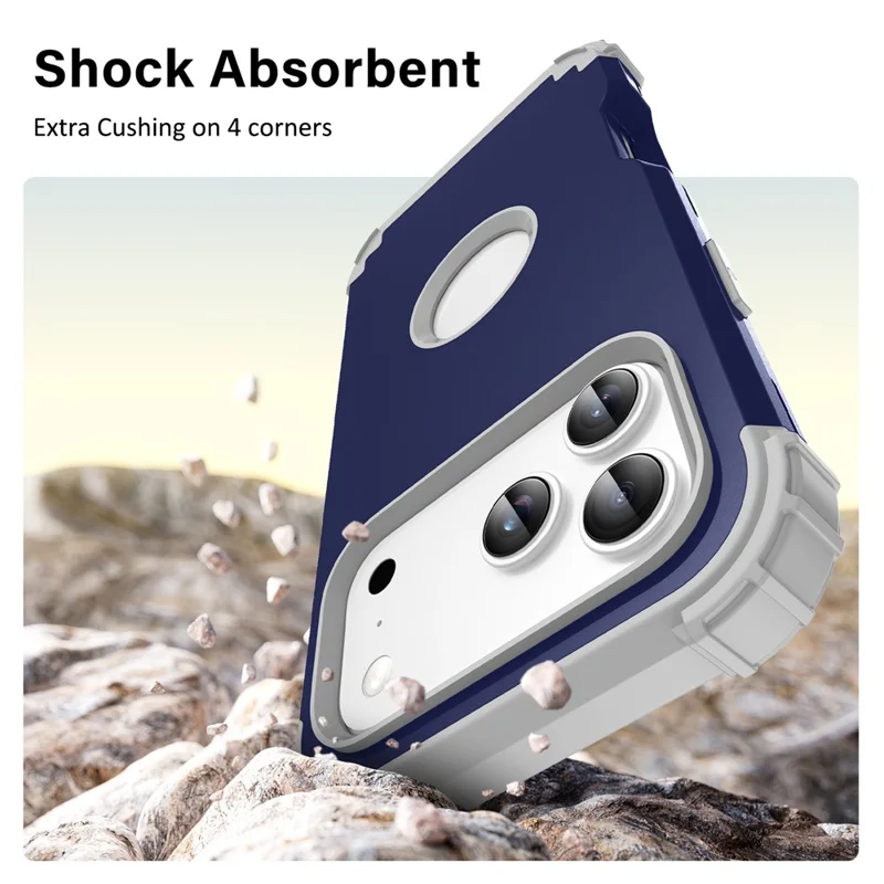 For iPhone 18 Pro  /  17 Pro Case Shockproof PC + TPU Phone Back Cover - Navy Blue