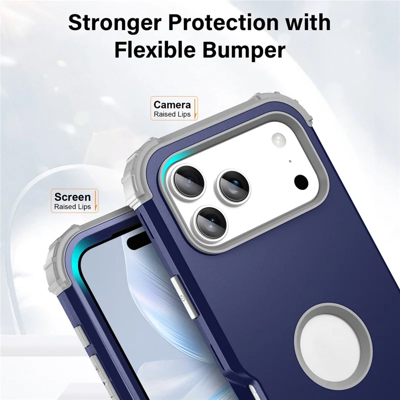 For iPhone 18 Pro  /  17 Pro Case Shockproof PC + TPU Phone Back Cover - Navy Blue