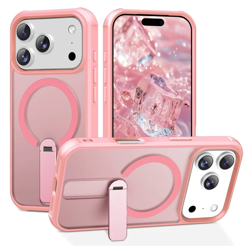 For iPhone 18 Pro Max  /  17 Pro Max Case Compatible with MagSafe Kickstand TPU + PC Drop Protection Phone Cover - Pink