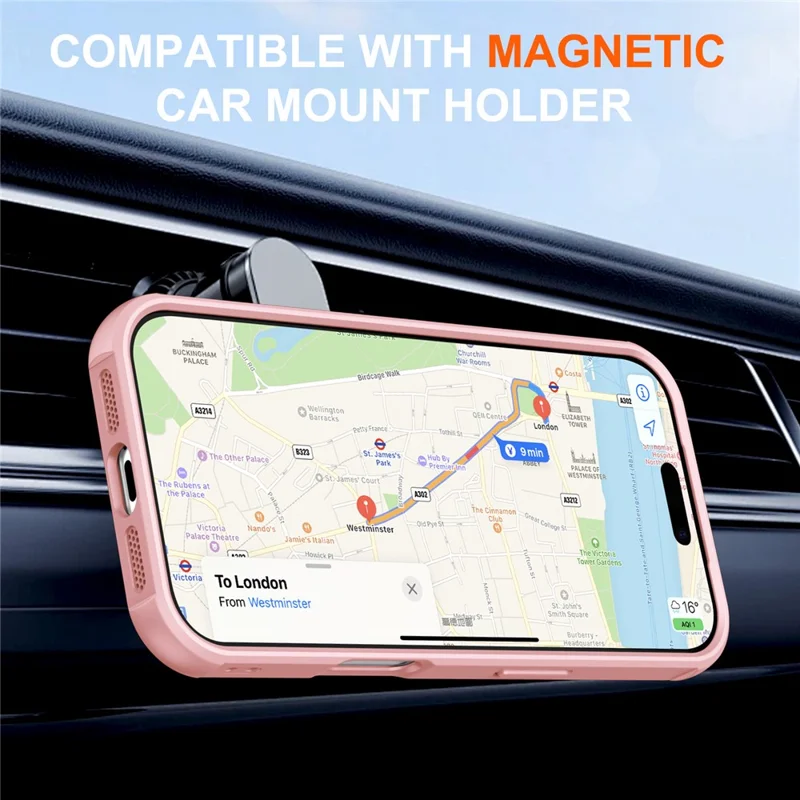 For iPhone 18 Pro Max  /  17 Pro Max Magnetic Case Kickstand TPU PC Shockproof Phone Back Cover - Pink