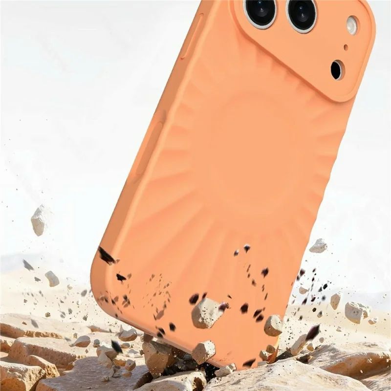 For iPhone 18 Pro Max / 17 Pro Max Magnetic Case Sunburst Texture Liquid Silicone Skin-Friendly Phone Cover - White
