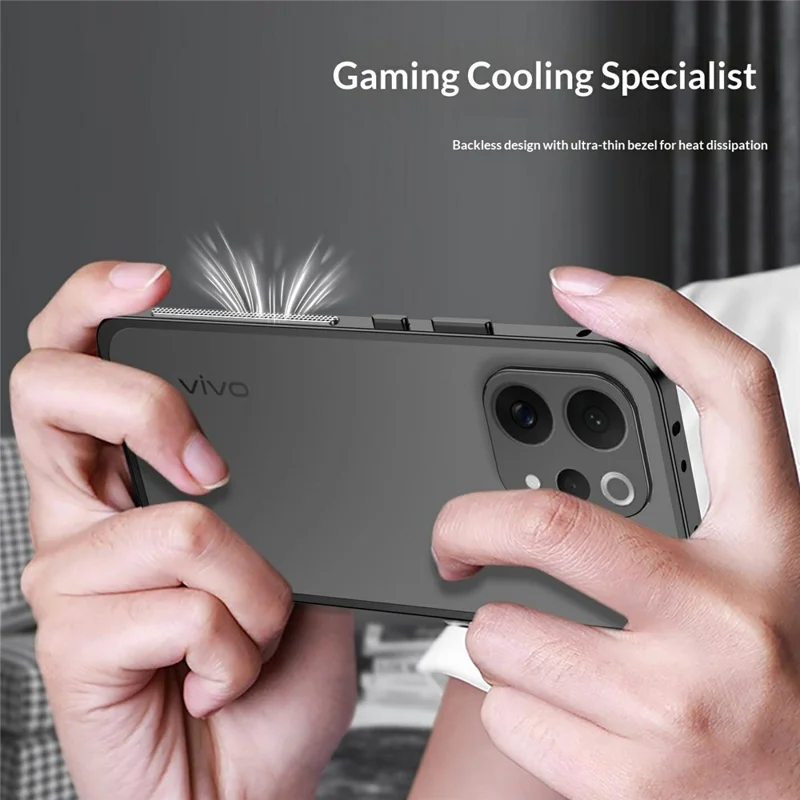 For vivo X300 E 5G Bumper Case Metal Frame Heat Dissipation Cover - Black