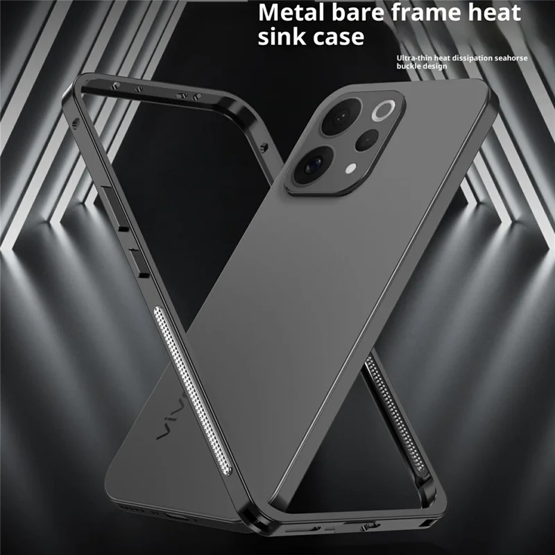 For vivo X300 E 5G Bumper Case Metal Frame Heat Dissipation Cover - Black