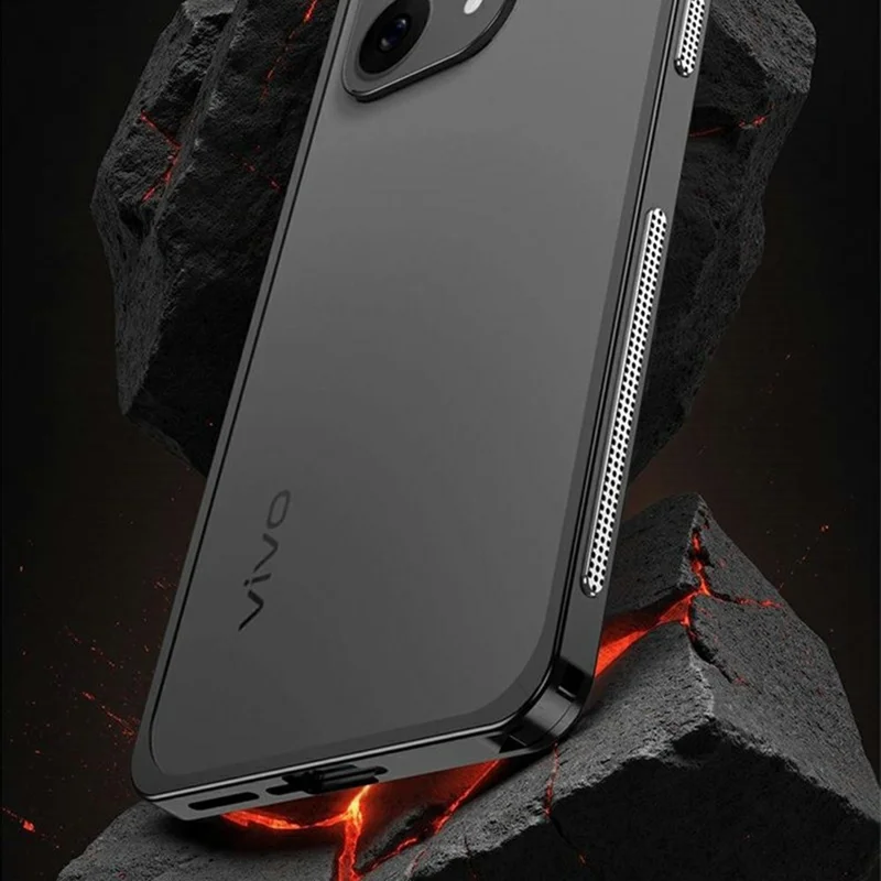 For vivo X300 E 5G Bumper Case Metal Frame Heat Dissipation Cover - Black