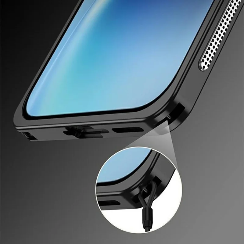 For vivo X300 E 5G Bumper Case Metal Frame Heat Dissipation Cover - Black