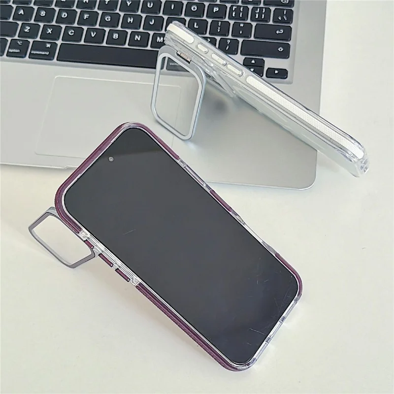 For iPhone 18 Pro Max / 17 Pro Max Magnetic Case Camera Cover Kickstand TPU + Acrylic Dual Layer Shockproof Phone Shell - White