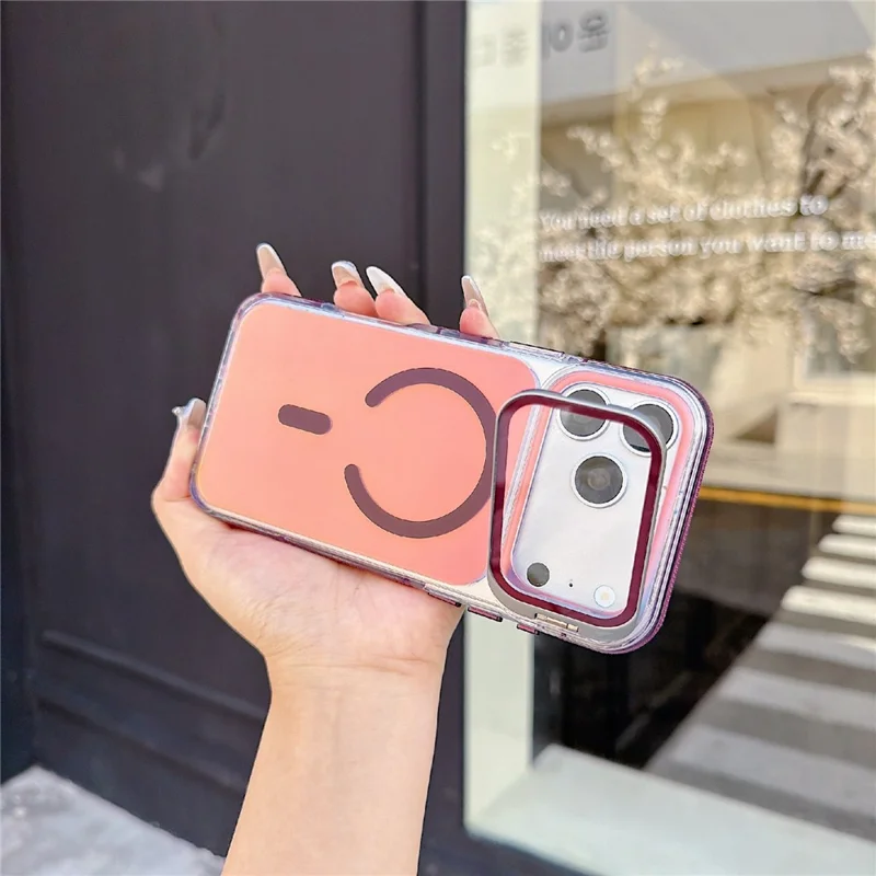 For iPhone 18 Pro Max / 17 Pro Max Magnetic Case Camera Cover Kickstand TPU + Acrylic Dual Layer Shockproof Phone Shell - White